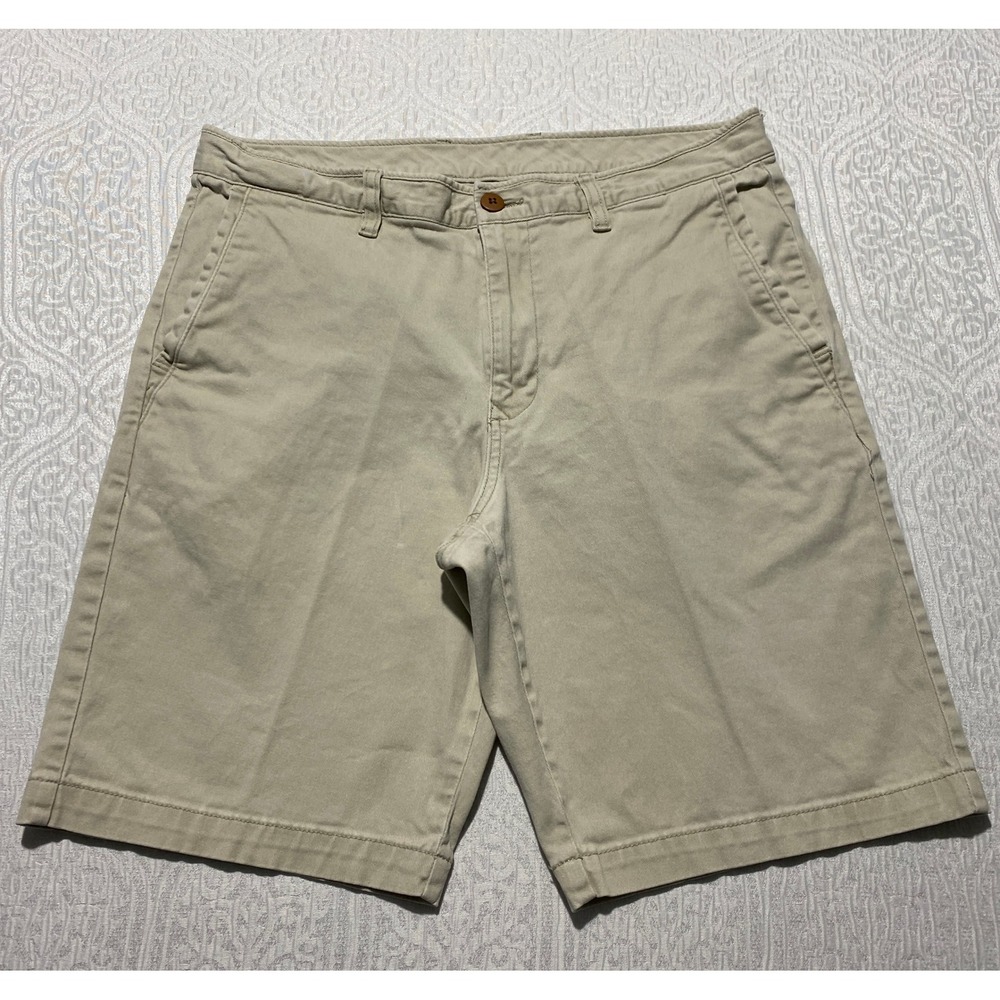 Tommy Bahama Mens Khaki Beige Cotton Stretch Chino Shorts Size 33 Pineapple Trim
